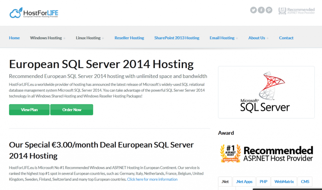 hostforlife sql server 2014 hosting